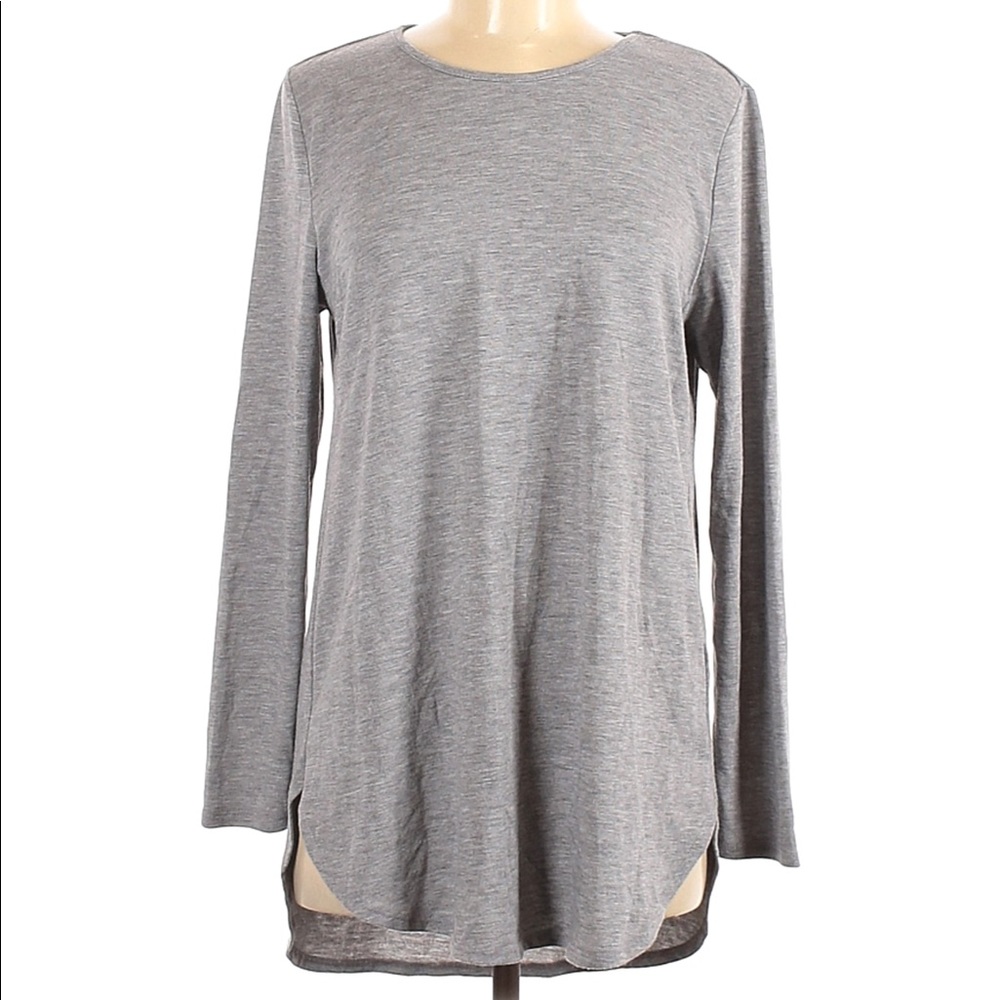 Joan Vass Gray Tunic Tee 3/4 Sleeves